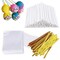 300 Pieces Cake Pop Sticks and Wrappers Kit, Including 100ct 6-inch Paper Lollipop Sticks, 100ct Clear Candy Treat Bags Parcel, 100ct Gold Twist Ties for Cakepop, Lollipop, Hard Candy, Suckers, Chocolate